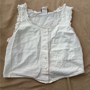 VINTAGE White Sleeveless Button-Up Top